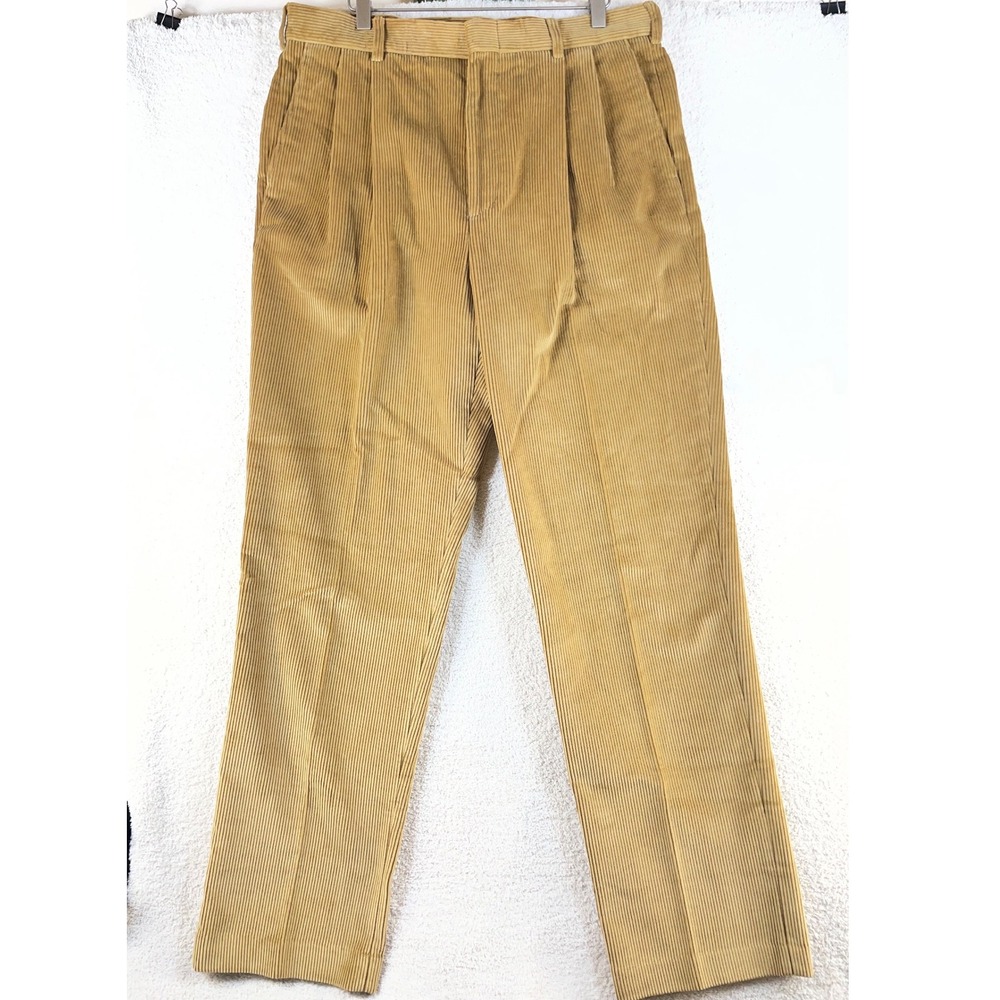 vintage 1990s corduroy pants lands end 36 wide wale pleated ivy preppy old money